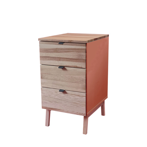 LUKA 3-Drawer Desk Cabinet W41xD50cm Ash Top Antique Pink