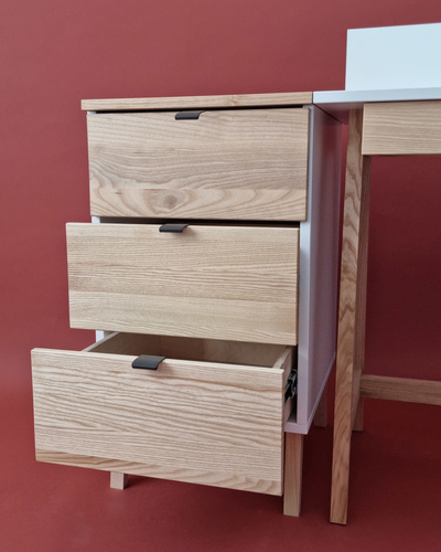 LUKA 3-Drawer Desk Cabinet W41xD50cm Ash Top Graphite