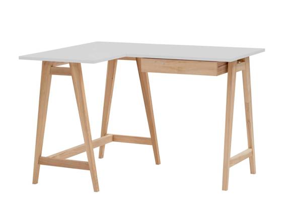 LUKA Ashwood Corner Desk W 115cm x D 85cm / Light Grey Left Side