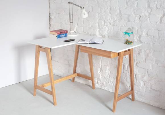 LUKA Ashwood Corner Desk W 115cm x D 85cm / Light Grey Left Side