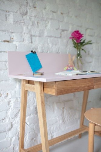 LUKA Ashwood Writing Desk 85x50cm with Drawer / Petrol Blue 