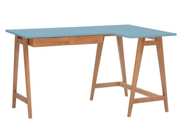 LUKA Corner Desk W 135cm x D 85cm Gentle Blue Oak Right Side