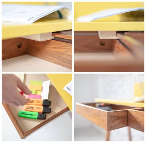 LUKA Writing Desk 85x50cm with Drawer Oak / Graphite