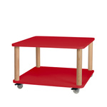 ASHME Coffee Table with Wheels 64x64cm Pure Red