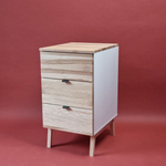 LUKA 3-Drawer Desk Cabinet W41xD50cm Oak Top Antique Pink