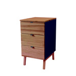 LUKA 3-Drawer Desk Cabinet W41xD50cm Oak Top Navy Blue