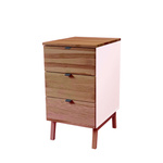 LUKA 3-Drawer Desk Cabinet W41xD50cm Oak Top Powder Pink
