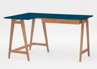 LUKA Corner Desk W 135cm x D 85cm / Petrol Blue Oak Left Side
