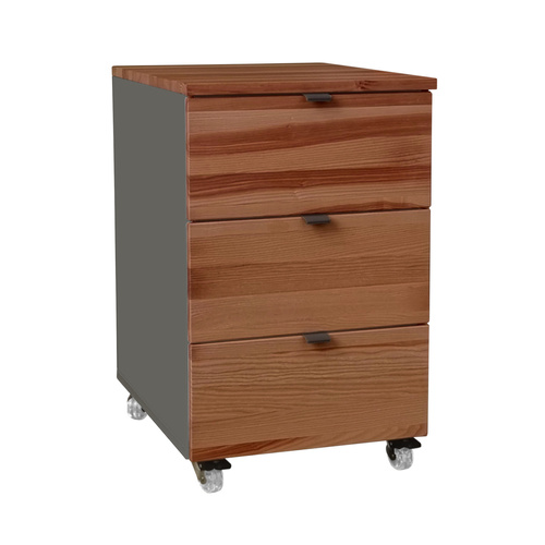 LUKA Büro Rollcontainer mit 3 Schubladen B41xT50cm Eiche beigegrau