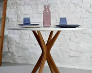 JUBI Round Dining Table diam. 80cm Oak Gentle Blue