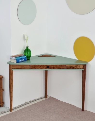 Bureau d’angle Ashme 114x85x85cm Chêne Vert Sauge