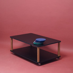 ASHME Couchtisch auf Rollen 64x105cm Dunkel Koralle