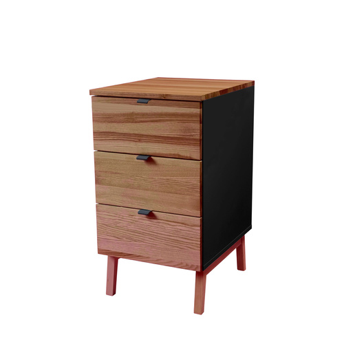 LUKA 3-Drawer Desk Cabinet W41xD50cm Oak Top Black