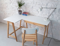 LUKA Ashwood Corner Desk W135 x D85cm Broom Yellow Left Side