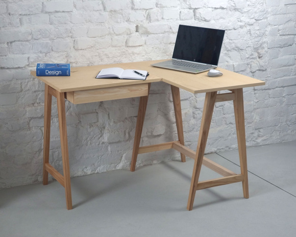 Bureau d'angle LUKA 115cm x 85cm Noyer Côté Droit