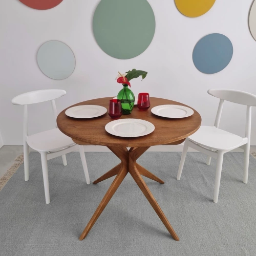 Table à manger noyer extensible JUBI 90cm 