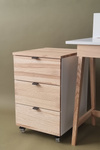 LUKA Büro Rollcontainer mit 3 Schubladen B41xT50cm Esche Taubenblau