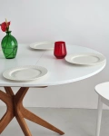 Ronde Uitschuifbare Eettafel JUBI 90cm Wit Eiken Poten