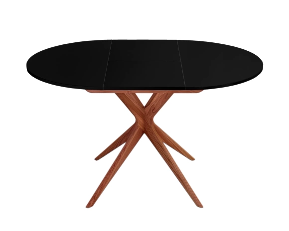Ronde Uitschuifbare Eettafel JUBI 90cm Zwart Eiken Poten
