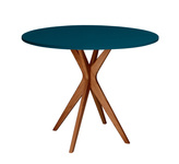 JUBI Round Table diam. 90cm Oak Petrol Blue