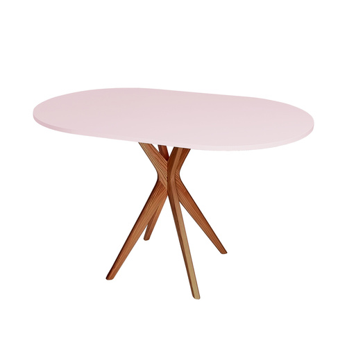 JUBI Racetrack Oval Table 75x100cm Oak Powder Pink