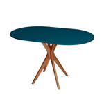 JUBI Racetrack Table Ovale 75x100cm Chêne Bleu Pétrole