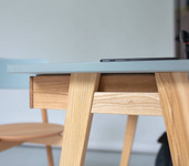 LUKA Eckschreibtisch B115cm x T85cm Helle Minze Linke Seite