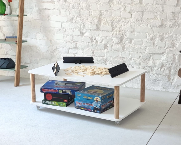 ASHME Coffee Table with Wheels 64x105cm Powder Pink