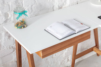LUKA Bureau d'angle L115cm x P85cm Chêne doux bleu côté droit