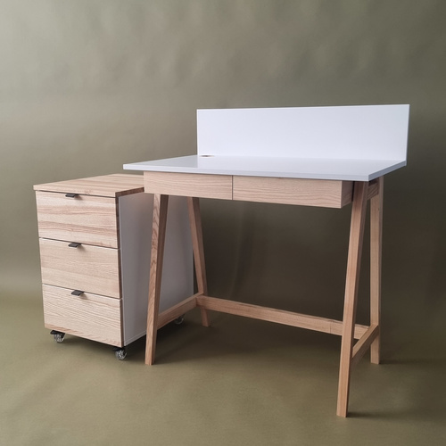 LUKA Büro Rollcontainer mit 3 Schubladen B41xT50cm Eiche Salbeigrün